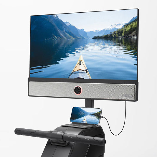 Smart Rowing Machine with 21.5” FHD Screen, Magnetic Resistance & Foldable Rail