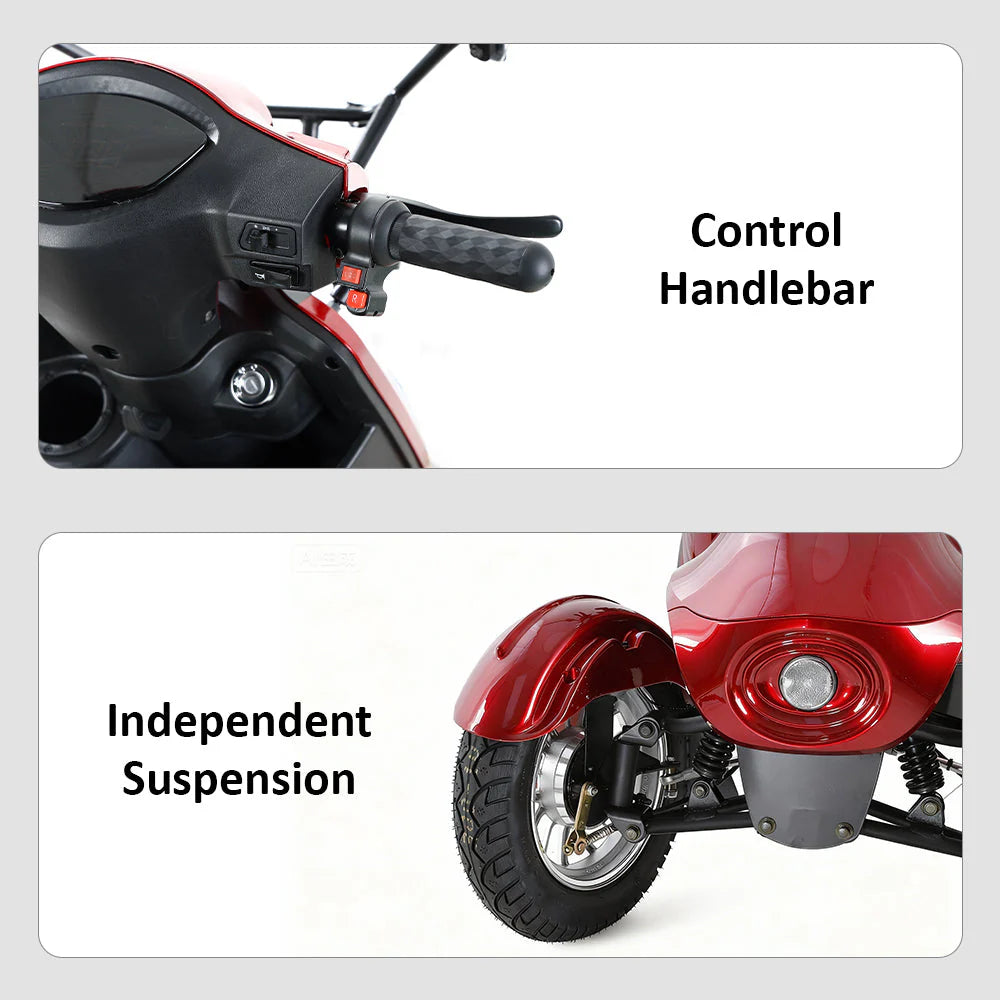 All-Weather 3-Wheel Electric Mobility Scooter — 500W with Canopy & Windshield B03B