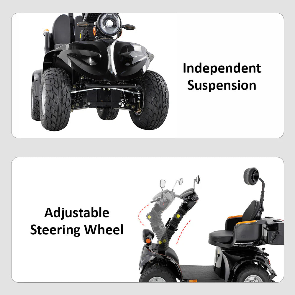 Adjustable Electric Mobility Scooter — 1000W 60V, 220kg Capacity
