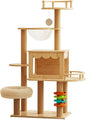 Multi-Level Wooden Cat Climbing Tree - Interactive Feline Playground