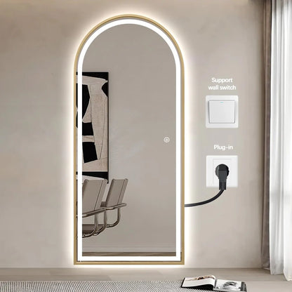 Arched LED Full-Length Mirror 180x80cm - Gold Frame Dimmable - FLM62