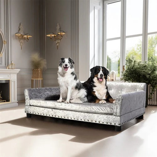 Deluxe Velvet Dog Sofa Bed 96cm | Memory Foam Pet Couch Large