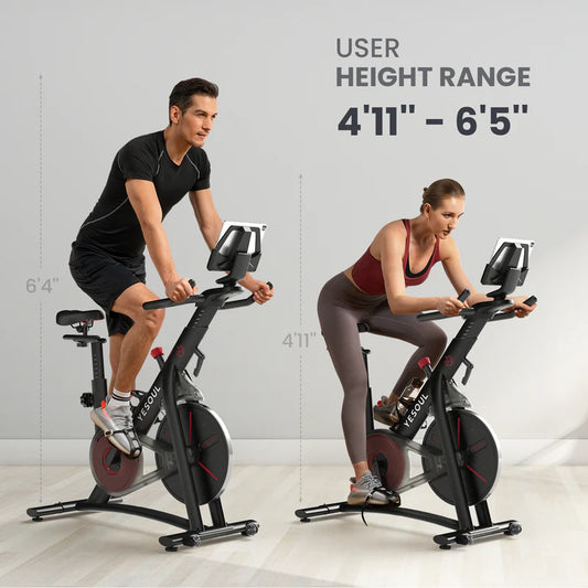 Indoor Exercise Bike with Bluetooth App Sync, Silent Magnetic Resistance & Adjustable Seat