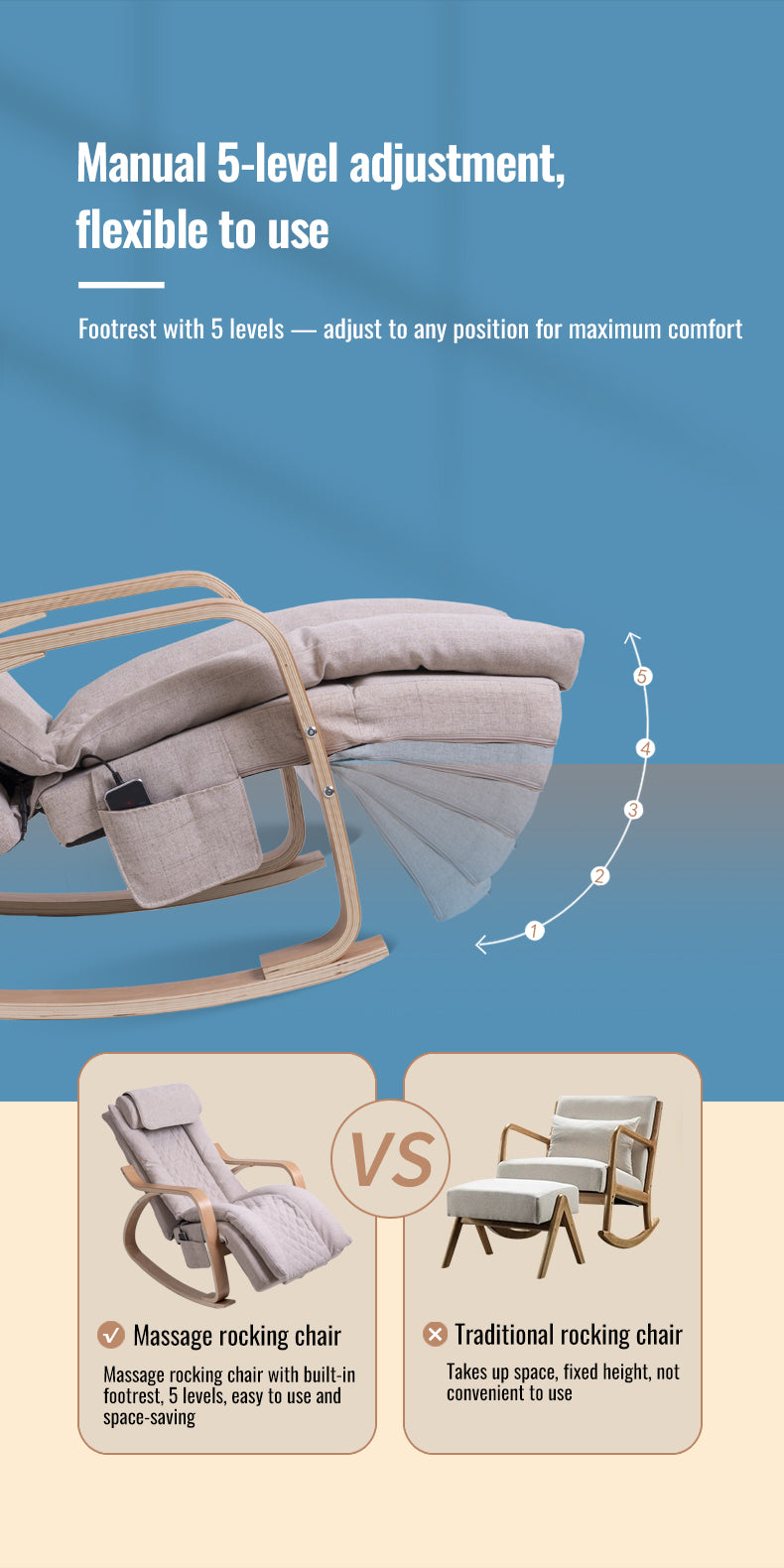 ⚡ STOCK CLEARANCE — Only 2 Left! Premium Rocking Massage Chair – Beechwood Frame with Dual-Core Deep Tissue Massage