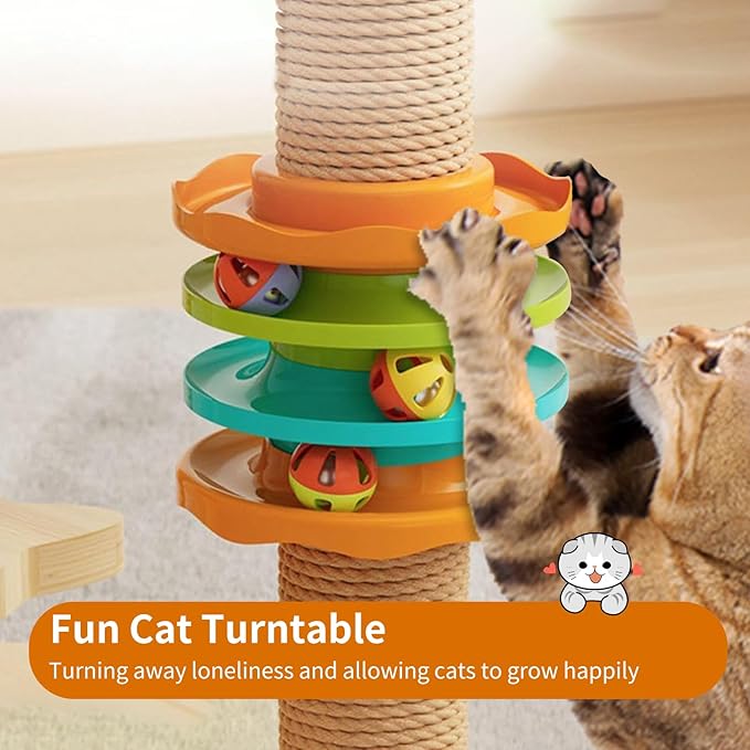 Multi-Level Wooden Cat Climbing Tree - Interactive Feline Playground