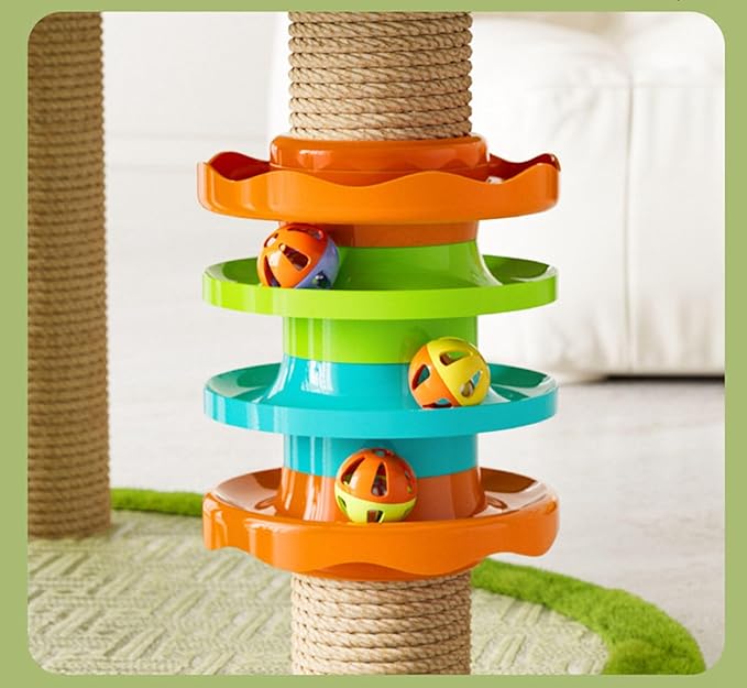 Cat Turntable Modern Cat Tree Tower - 139.7cm Tall Multi-Level Condo