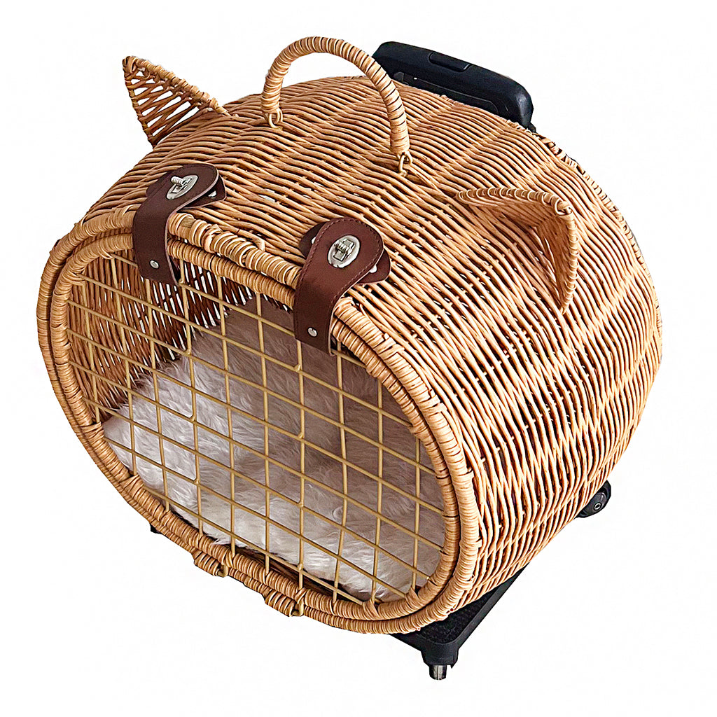 Wicker Cat Carrier Trolley – Wheels & Extendable Handle