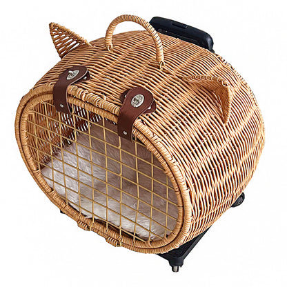 Wicker Cat Carrier Trolley – Wheels & Extendable Handle