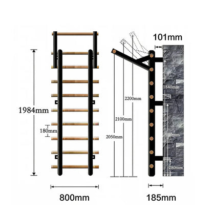 Beechwood Single/Double Horizontal Bars With Wall Bars | Home Gym Pull-Up Station