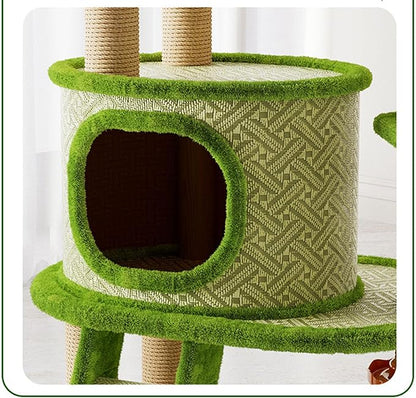 Cat Turntable Modern Cat Tree Tower - 139.7cm Tall Multi-Level Condo