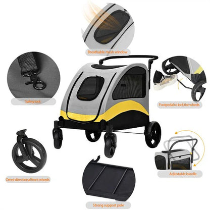 XX-Large Dog Stroller 65kg Capacity | Foldable Pet Jogger Carrier
