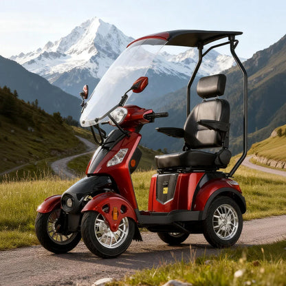 All-Weather 3-Wheel Electric Mobility Scooter — 500W with Canopy & Windshield B03B