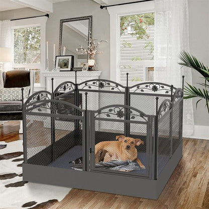 XXL Dog Whelping Pen 126cm | 8-Panel Metal Playpen with Waterproof Mat