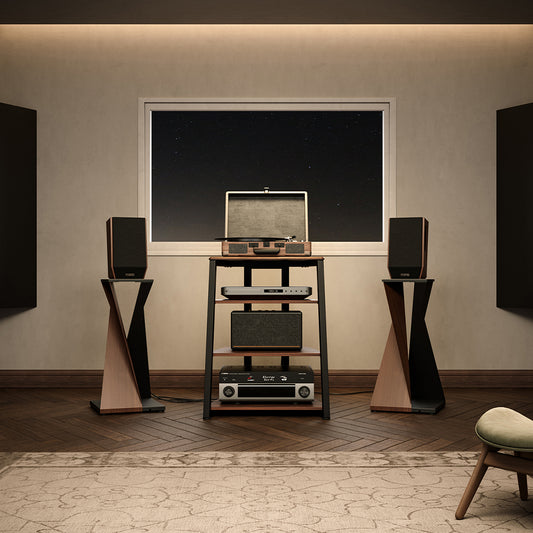 4-Tier Spatial Audio Rack — Compact Yet Capable Media Tower