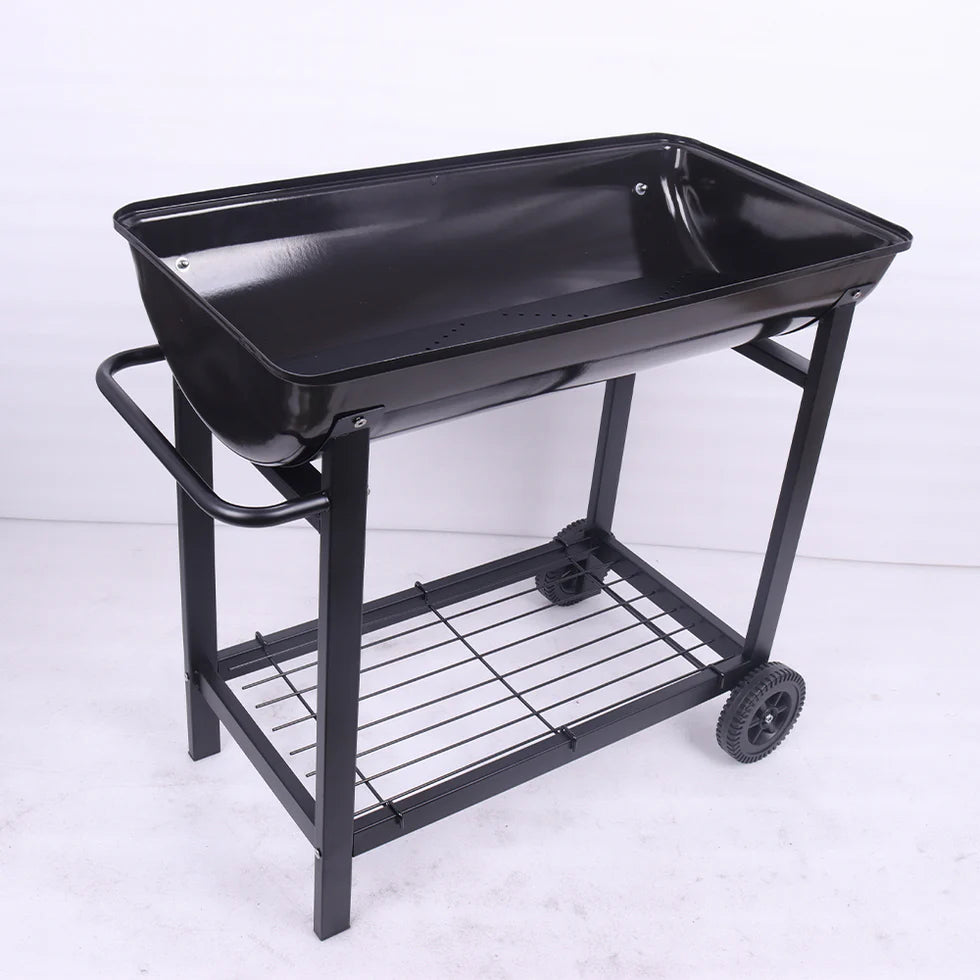 Portable Charcoal Grill For Outdoor Garden – Enamel Flower Plate, High-Temperature Resistant, Premium BBQ Equipment