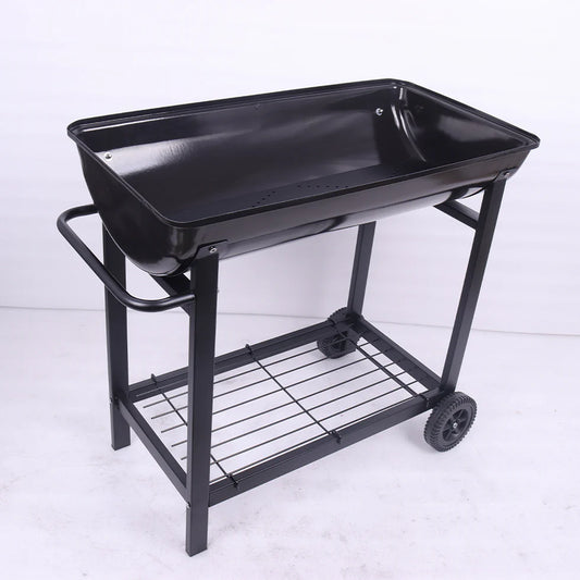 Portable Charcoal Grill For Outdoor Garden – Enamel Flower Plate, High-Temperature Resistant, Premium BBQ Equipment