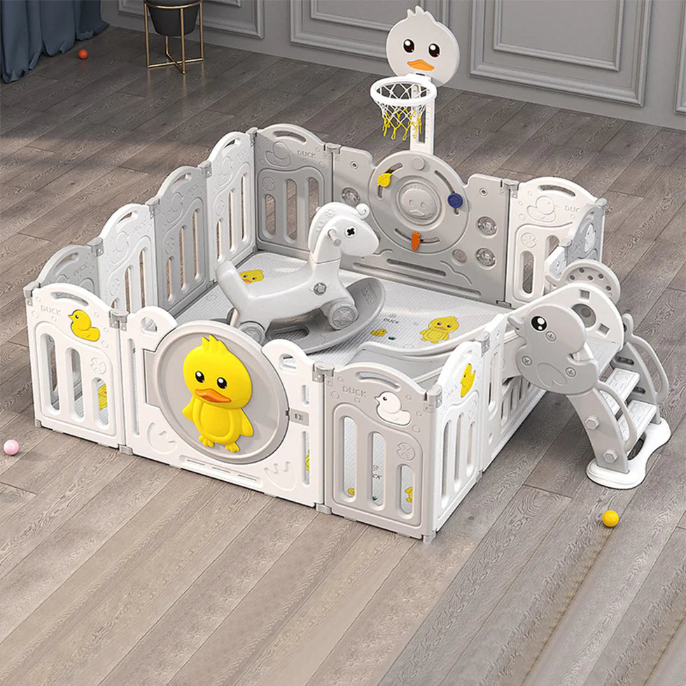 Urban Culture Homes Multiple Gameplay Foldable Children's Playpen | Modular Play Center with Activities & Mat