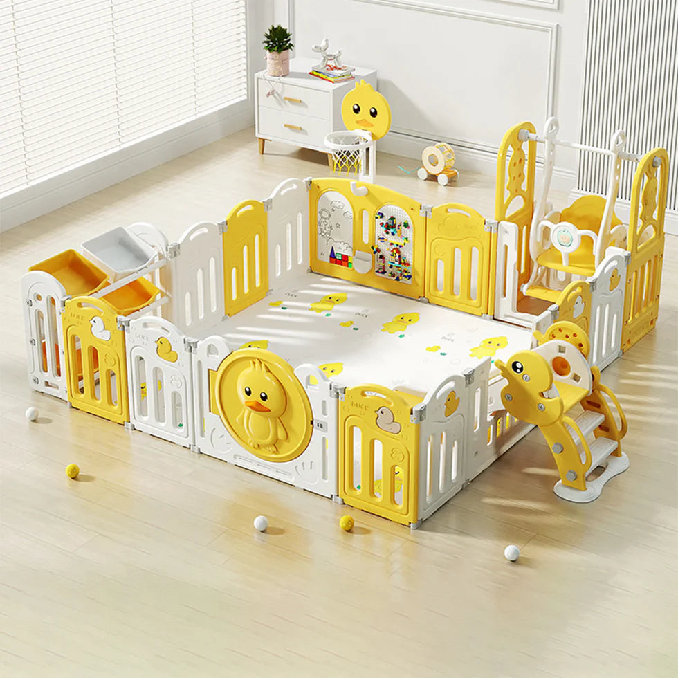 Urban Culture Homes Multiple Gameplay Foldable Children's Playpen | Modular Play Center with Activities & Mat