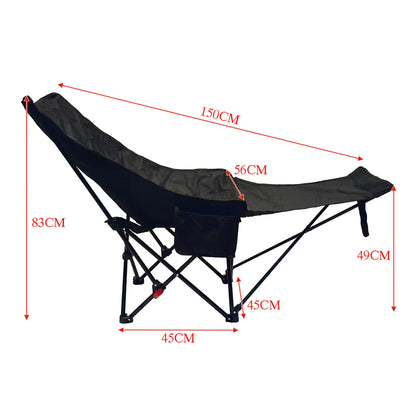 Reinforced Steel Frame Foldable Camping Chair – 3-Height Adjustable, Extendable Footrest, 120kg Capacity