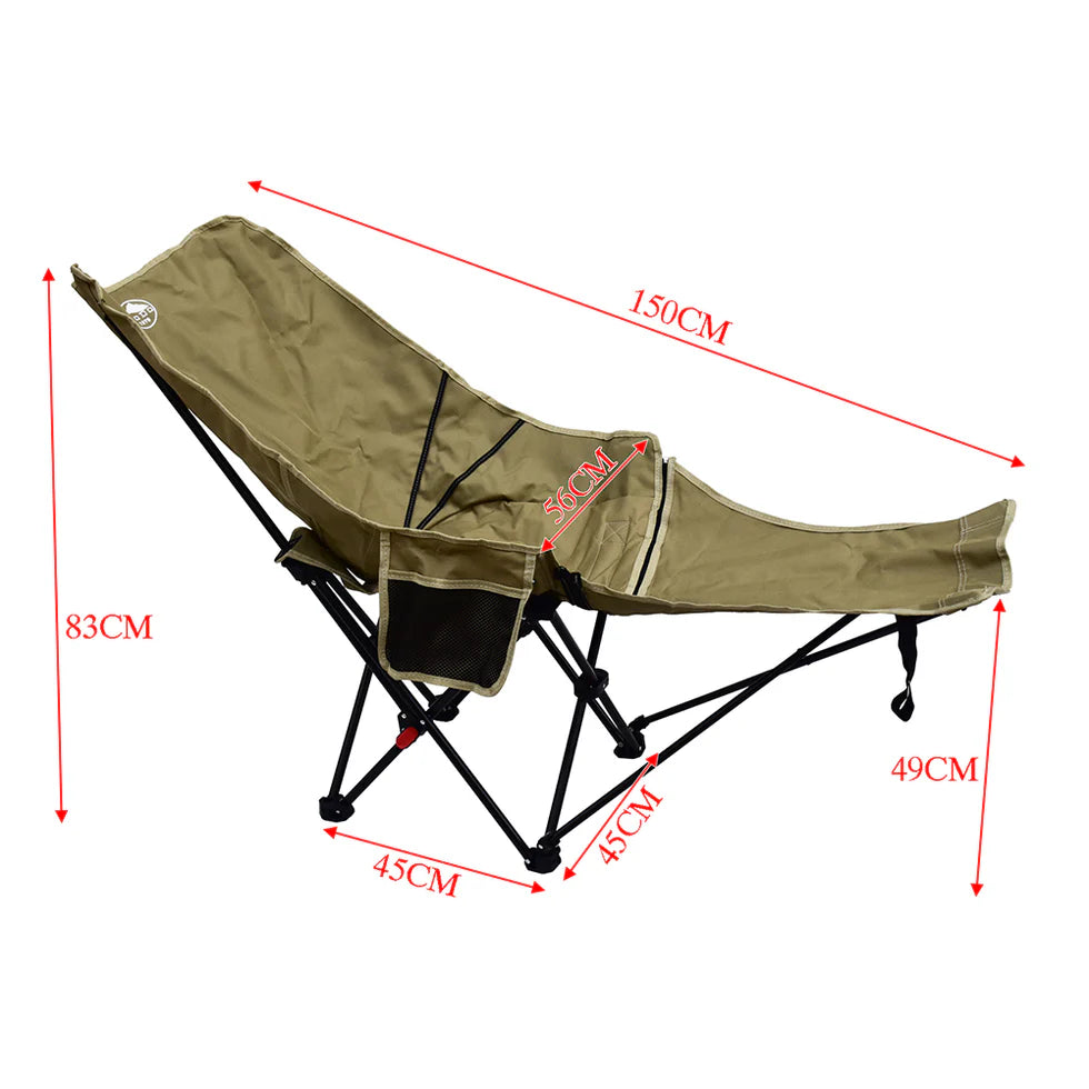 Reinforced Steel Frame Foldable Camping Chair – 3-Height Adjustable, Extendable Footrest, 120kg Capacity