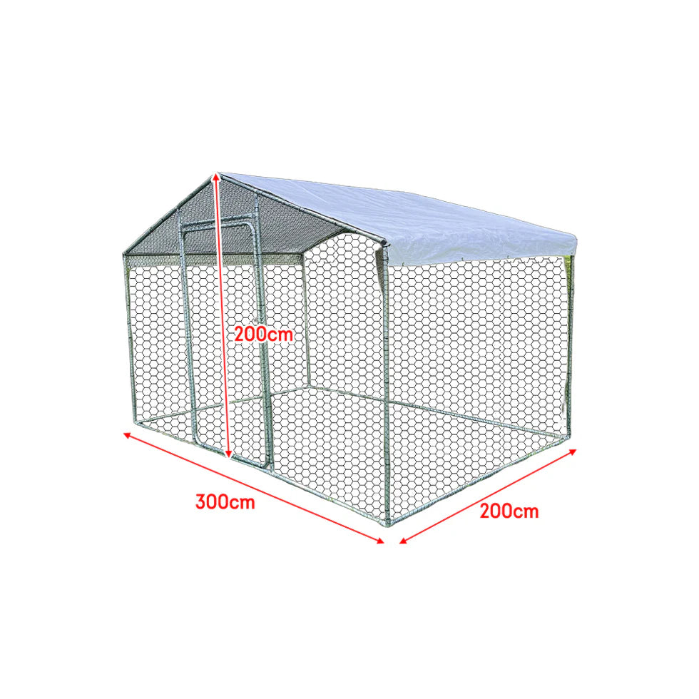 Chicken Run Enclosure with Cover | Galvanized Wire Mesh Cage