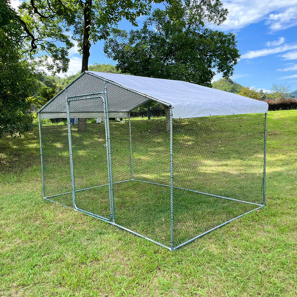 Chicken Run Enclosure with Cover | Galvanized Wire Mesh Cage