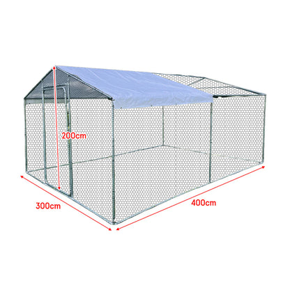 Chicken Run Enclosure with Cover | Galvanized Wire Mesh Cage