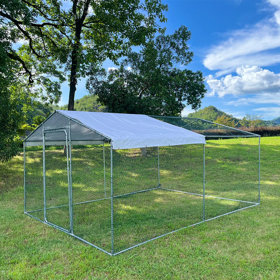 Chicken Run Enclosure with Cover | Galvanized Wire Mesh Cage