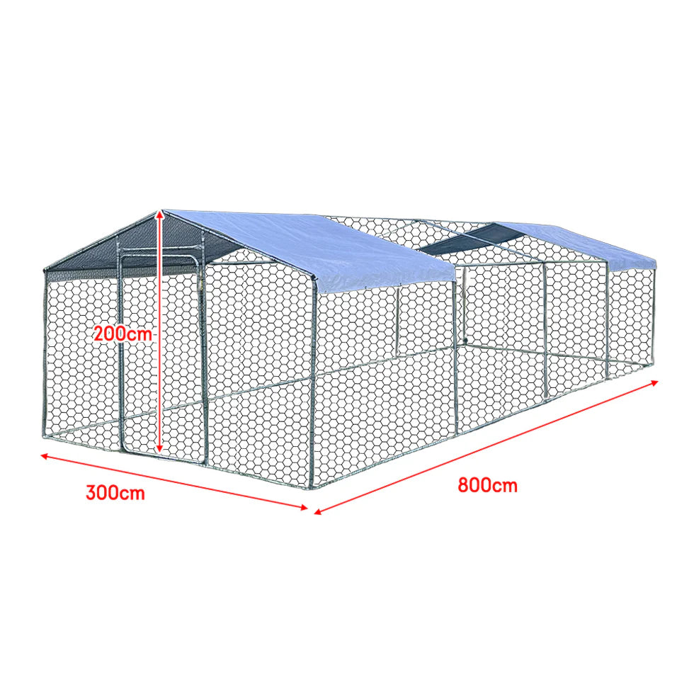Chicken Run Enclosure with Cover | Galvanized Wire Mesh Cage