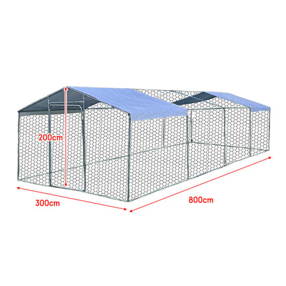 Chicken Run Enclosure with Cover | Galvanized Wire Mesh Cage