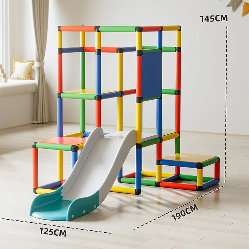 Urban Culture Homes Children's Climbing Frame With Slide | Modular Indoor/Outdoor Play Structure with Multiple Configurations