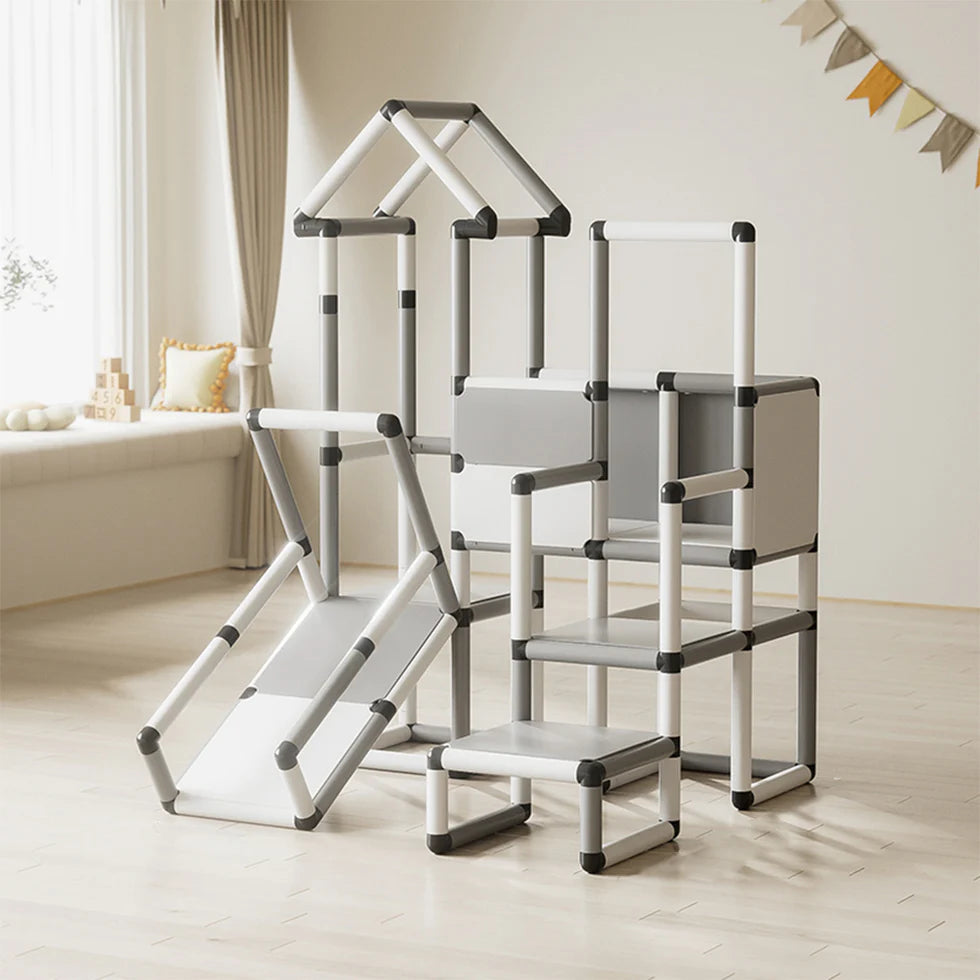 Urban Culture Homes Children's Climbing Frame With Slide | Modular Indoor/Outdoor Play Structure with Multiple Configurations