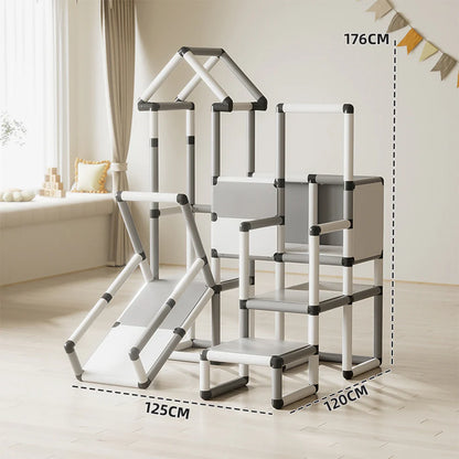 Urban Culture Homes Children's Climbing Frame With Slide | Modular Indoor/Outdoor Play Structure with Multiple Configurations