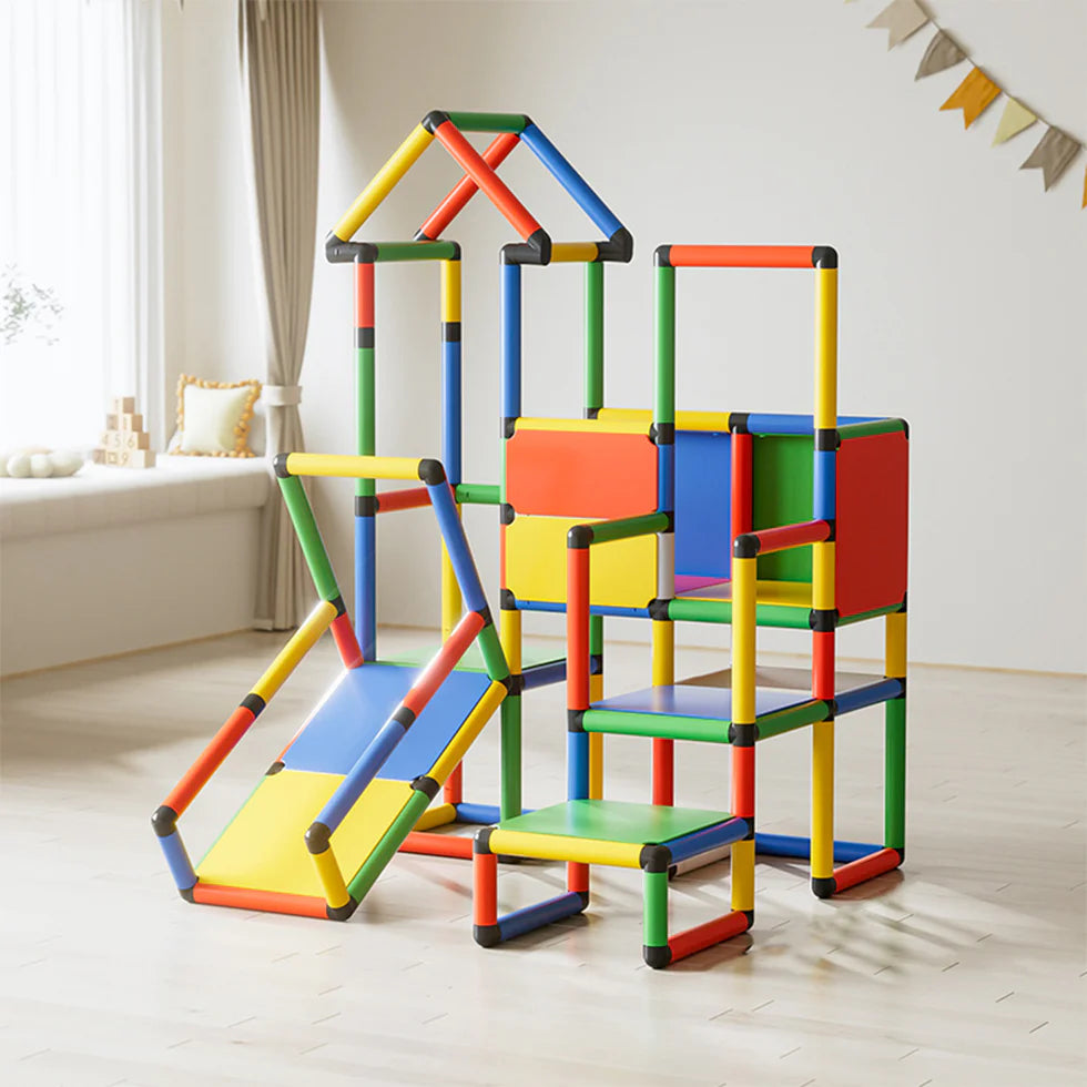 Urban Culture Homes Children's Climbing Frame With Slide | Modular Indoor/Outdoor Play Structure with Multiple Configurations