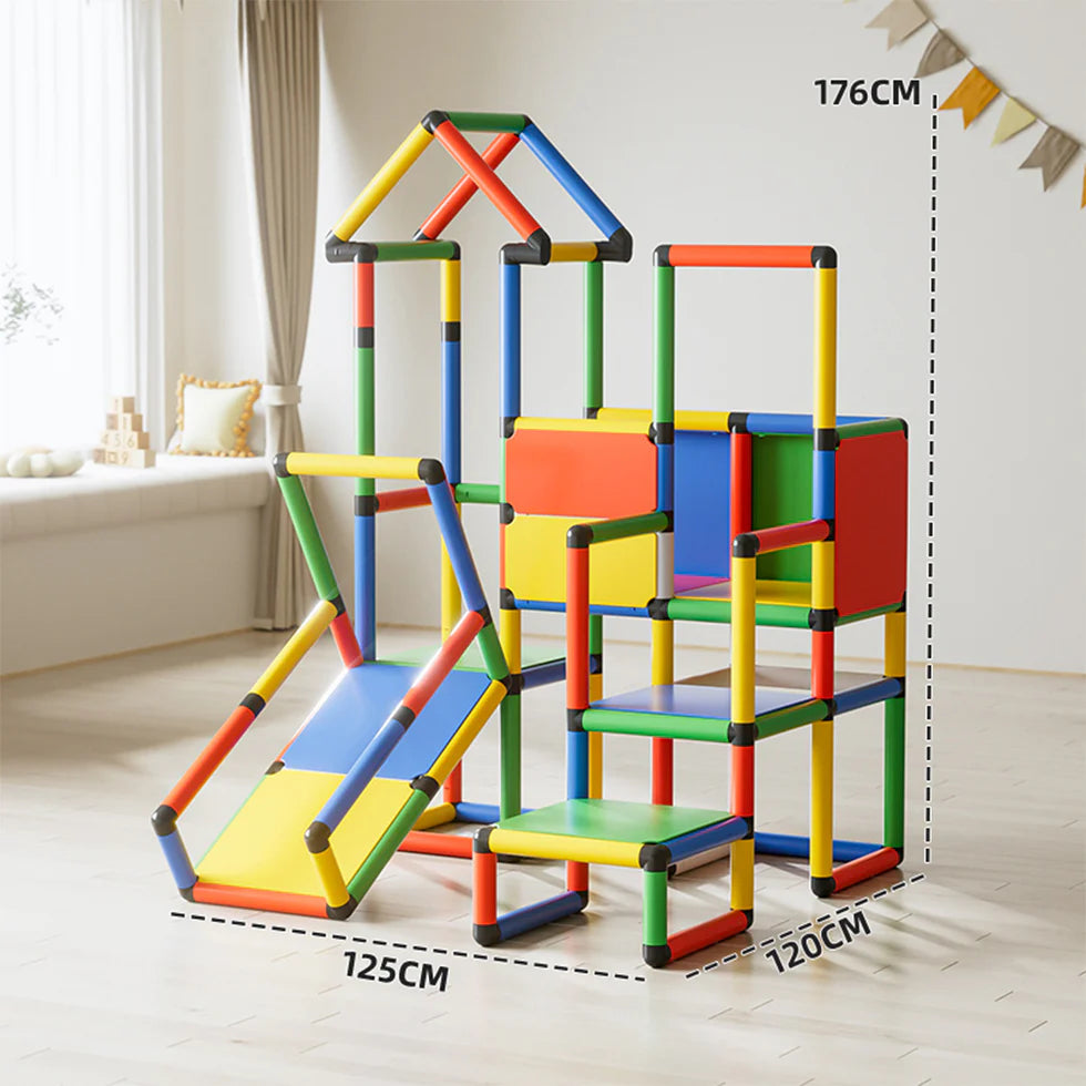Urban Culture Homes Children's Climbing Frame With Slide | Modular Indoor/Outdoor Play Structure with Multiple Configurations