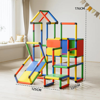 Urban Culture Homes Children's Climbing Frame With Slide | Modular Indoor/Outdoor Play Structure with Multiple Configurations