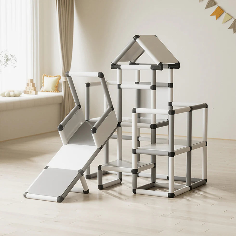 Urban Culture Homes Children's Climbing Frame With Slide | Modular Indoor/Outdoor Play Structure with Multiple Configurations