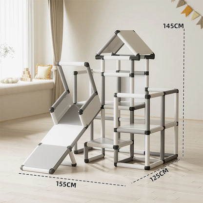 Urban Culture Homes Children's Climbing Frame With Slide | Modular Indoor/Outdoor Play Structure with Multiple Configurations