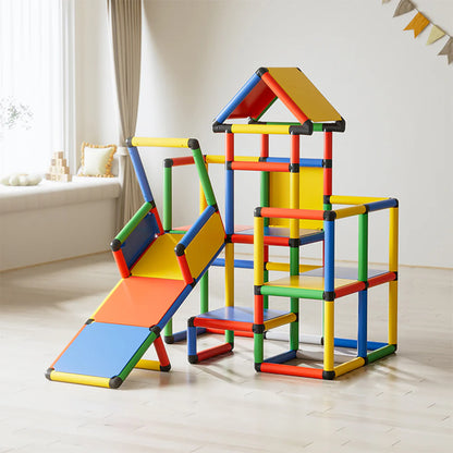 Urban Culture Homes Children's Climbing Frame With Slide | Modular Indoor/Outdoor Play Structure with Multiple Configurations