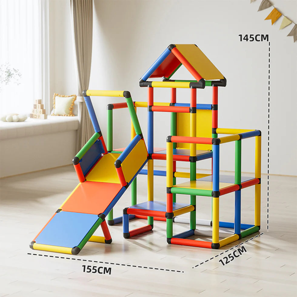 Urban Culture Homes Children's Climbing Frame With Slide | Modular Indoor/Outdoor Play Structure with Multiple Configurations