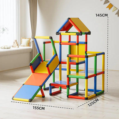 Urban Culture Homes Children's Climbing Frame With Slide | Modular Indoor/Outdoor Play Structure with Multiple Configurations