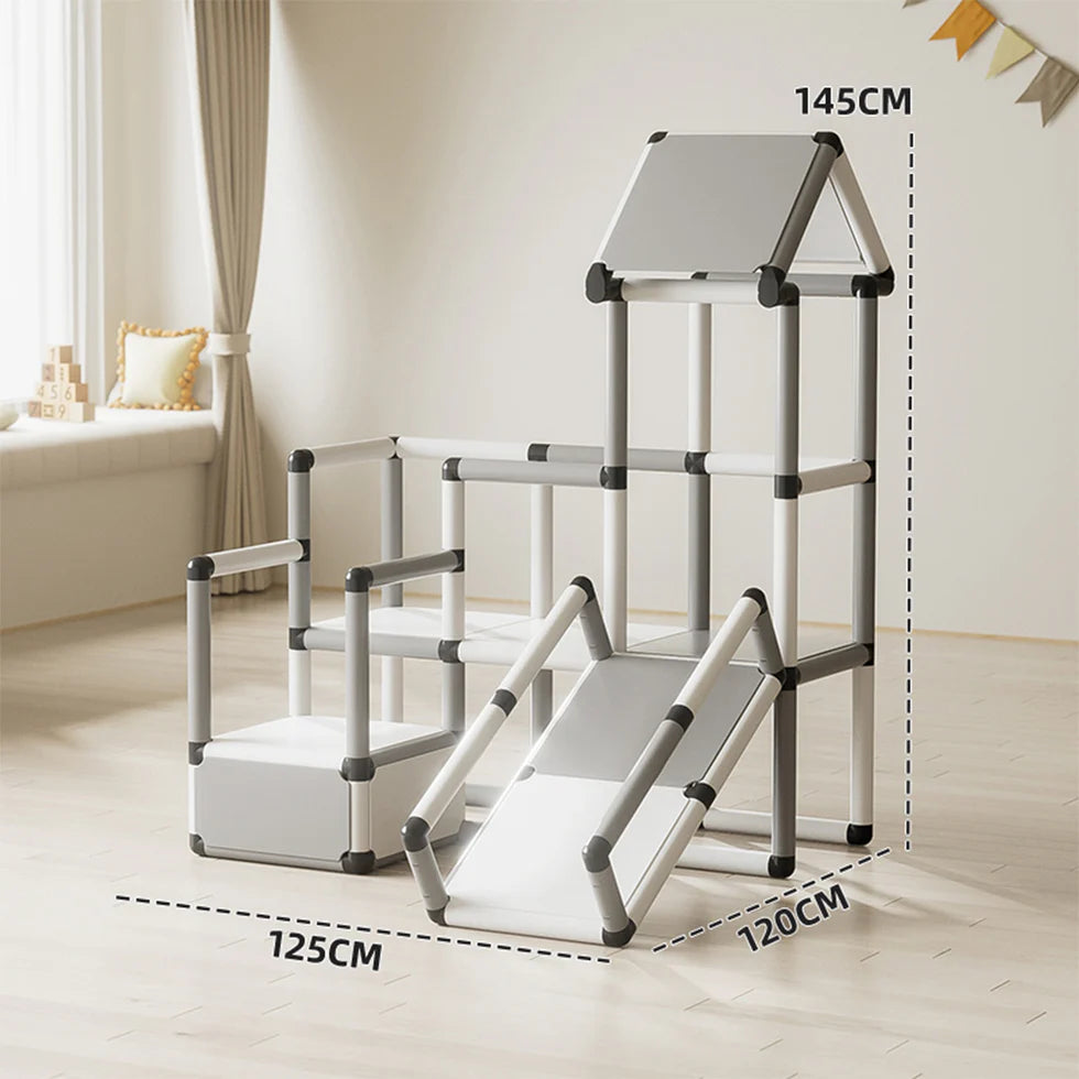 Urban Culture Homes Children's Climbing Frame With Slide | Modular Indoor/Outdoor Play Structure with Multiple Configurations