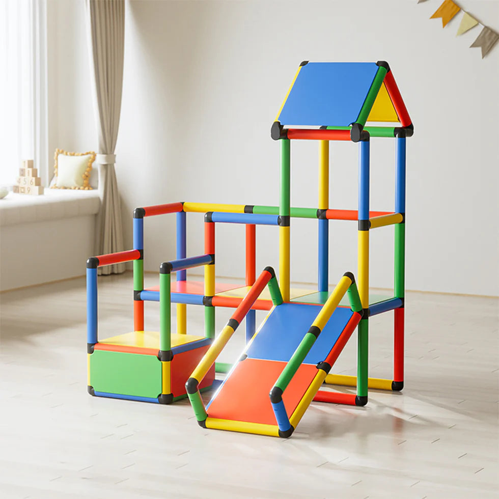 Urban Culture Homes Children's Climbing Frame With Slide | Modular Indoor/Outdoor Play Structure with Multiple Configurations