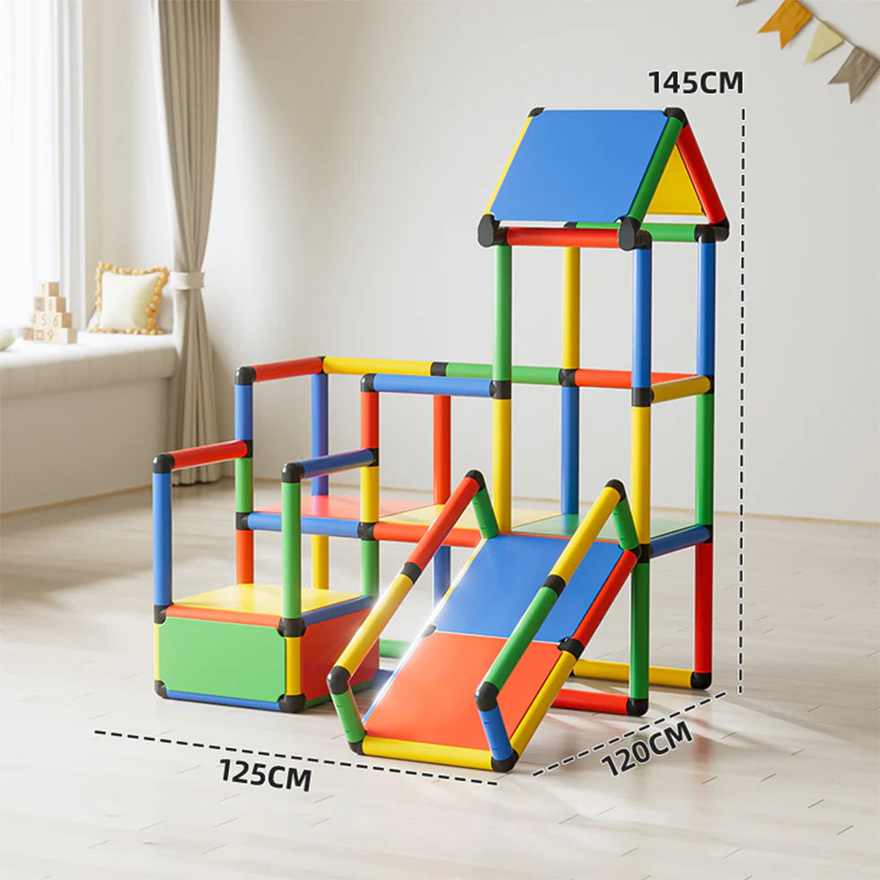 Urban Culture Homes Children's Climbing Frame With Slide | Modular Indoor/Outdoor Play Structure with Multiple Configurations