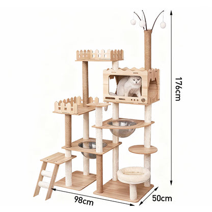 MDF Cat Climbing Frame | Multi-Level Tower with Hideaways