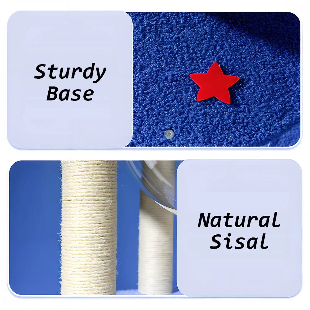 Multi-Functional Tiered Starry Sky Themed Cat Tree | Compact Multi-Level Play Tower