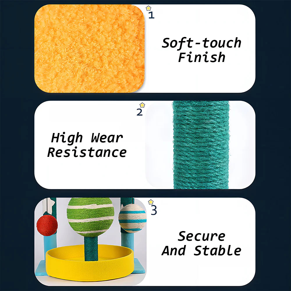 Multi-Functional Tiered Starry Sky Themed Cat Tree | Compact Multi-Level Play Tower