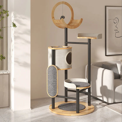 House-Style Cat Tree 167cm | Iron Frame Multi-Level Tower