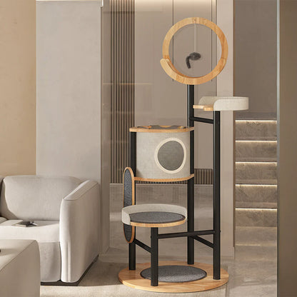House-Style Cat Tree 167cm | Iron Frame Multi-Level Tower