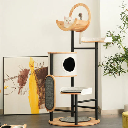 House-Style Cat Tree 167cm | Iron Frame Multi-Level Tower
